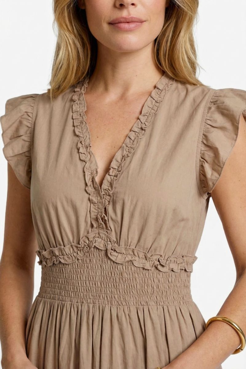 Dilja Dress Khaki | veelzijdige jurk bij {{ site_title }}